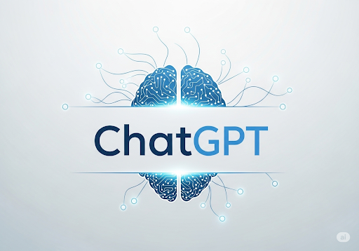 Gambar 1. Ilustrasi profesional logo ChatGPT dengan koneksi otak digital